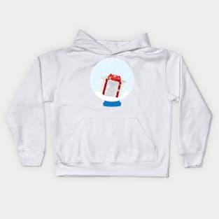 Snow Globe With White Red Gift Box Kids Hoodie